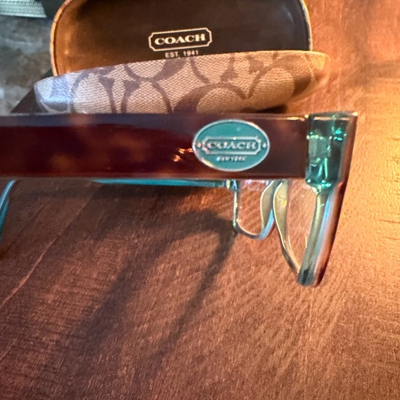 Coach Brown and Teal Eyeglasses with Case - Picture 3 of 12